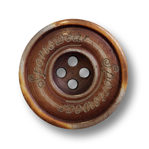 www.knopfparadies.de - 6300br - Beinerne Vierlochknöpfe, braun  eingefärbt