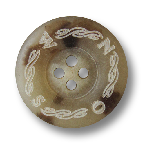 www.knopfparadies.de - 2053hb - Hellbraun melierte Seefahrerknöpfe mit Kompass