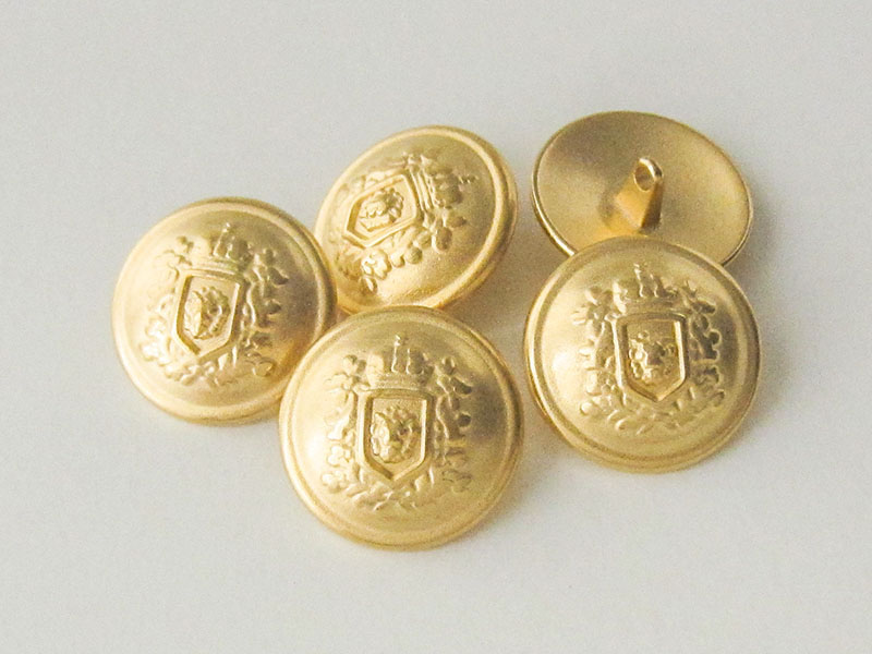 www.knopfparadies.de - 0575go - Goldfarbene Metallknöpfe mit edlem Wappen Motiv