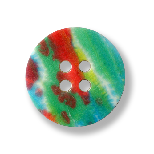 Kleiner hell bunt melierter Vierloch Kunststoff Knopf