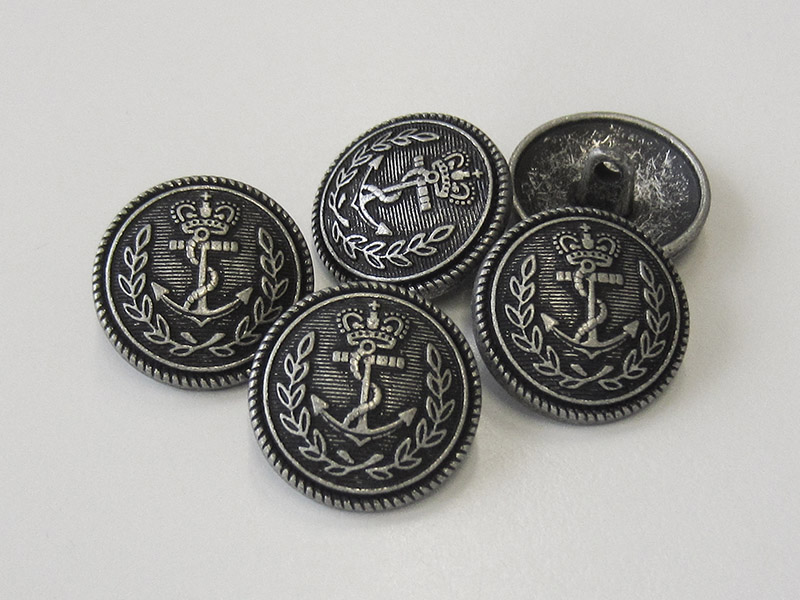www.knopfparadies.de - 5751as - Maritime Metallknöpfe mit Anker und Krone