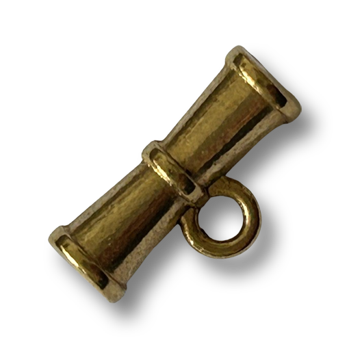 www.knopfparadies.de - k268go - Goldfarbener kleiner Knebelknopf aus Metall mit Annähschlaufe