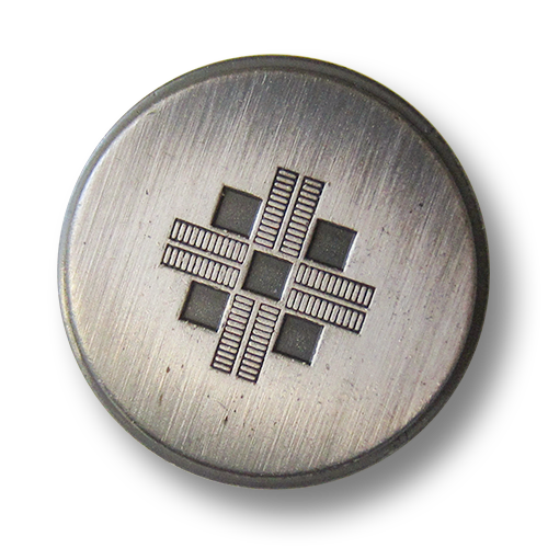 www.Knopfparadies.de - 3075ei - Gebürstete Metallknöpfe mit Kreuz in Eisen mit kleinen Mängeln