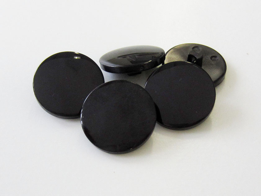 Schlichter schwarz glänzender Ösen Kunststoff Knopf