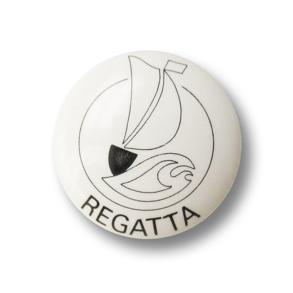 Sportliche weiße Kunststoff Ösen Knöpfe mit Segel Boot Motiv "Regatta"