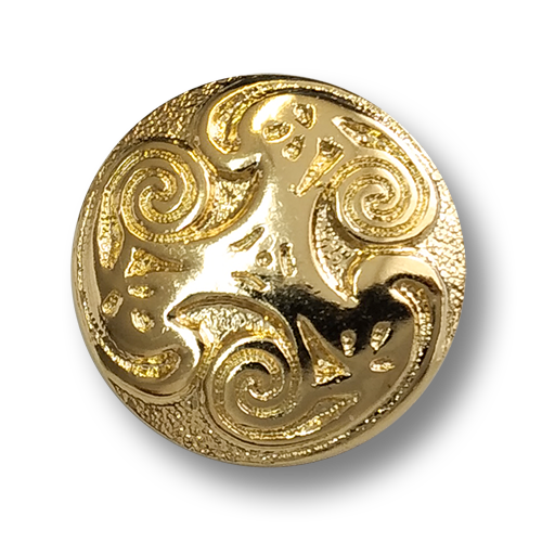 www.knopfparadies.de - 6659gg - Glänzend goldfarbene Kunststoffknöpfe mit Spiralmuster