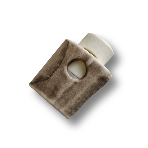 www.knopfparadies.de - 6709br - Kordelstopper aus Kunststoff in Horn-Optik
