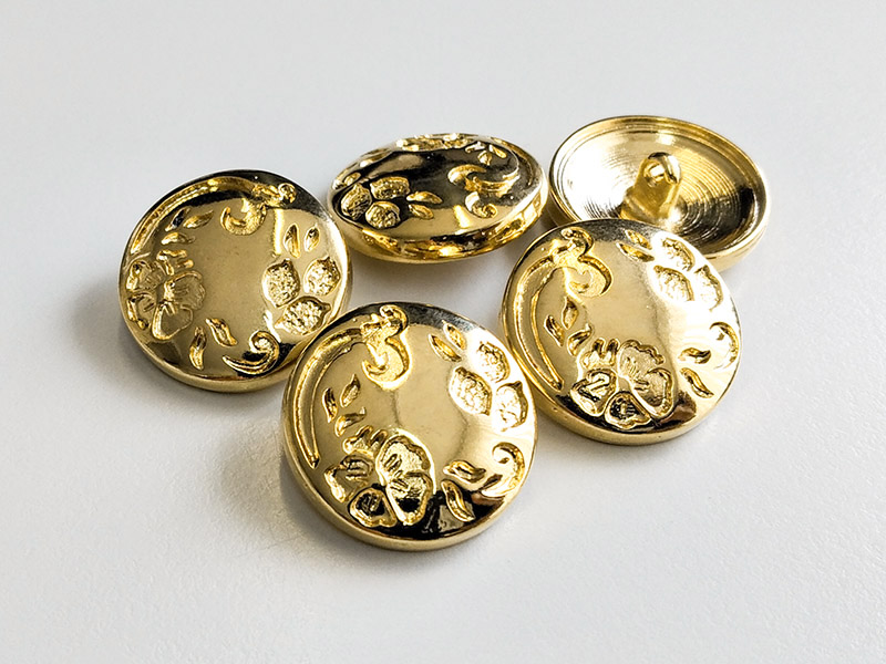 www.knopfparadies.de - 6383go - Glänzend goldfarbene, schwere Metallknöpfe