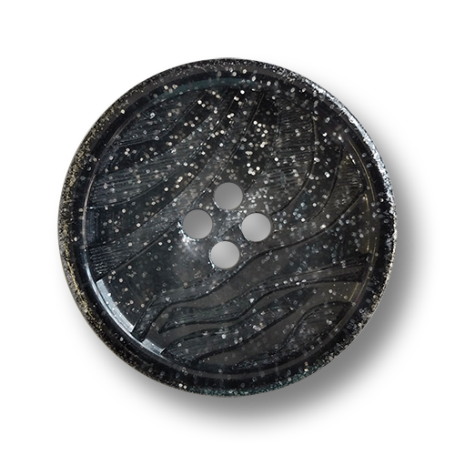 www.knopfparadies.de - 5256gr - Grau glitzernde Mantelknöpfe aus Kunststoff