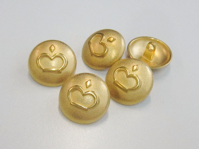 www.knopfparadies.de - r330go - Goldfarbene Metallknöpfe mit Krone als Motiv