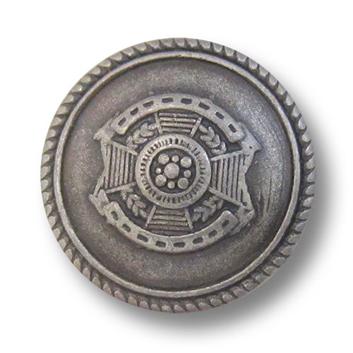 www.knopfparadies.de - 3054as - Dunkel altsilberfarbene Metallknöpfe mit Wappenmotiv