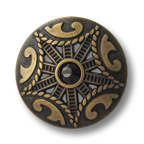 www.knopfparadies.de - 5662am - Mondäne Metallknöpfe mit Glitzerstein