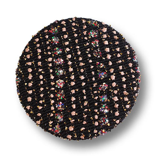 www.knopfparadies.de - d975 - Upcycling Glitzeer Knöpfe Textil
