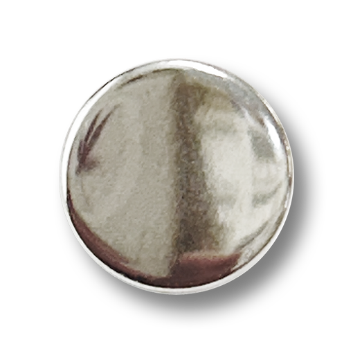 www.knopfparadies.de - 5115si - flache silberfarbene Metallknöpfe mit glatter glänzender Oberfläche