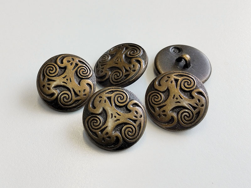 www.knopfparadies.de - 6659am - Altmessingfarbene Kunststoffknöpfe in Metalloptik
