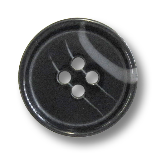 www.Knopfparadies.de - 2722sc - Zeitlose Vierlochknöpfe aus Kunststoff in Schwarz & Grau