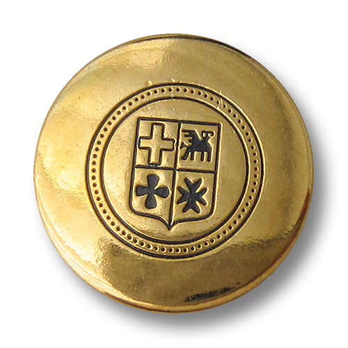 www.Knopfparadies.de - 4400bg - Schlichte blau goldene Wappenknöpfe aus Metall / B-WARE