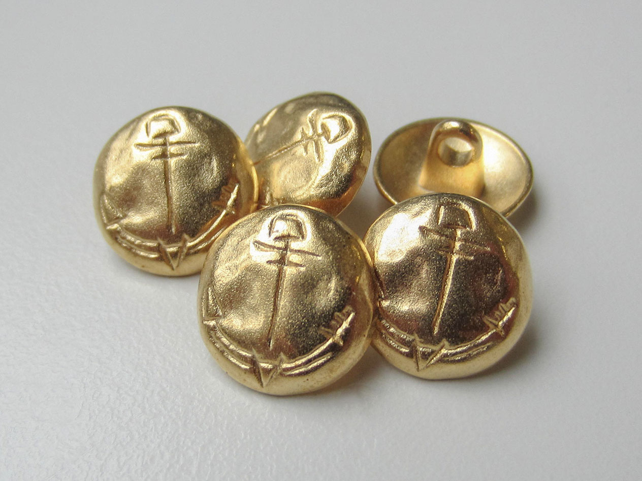 Metall Knopf mit eingeritzt wirkendem Anker Motiv