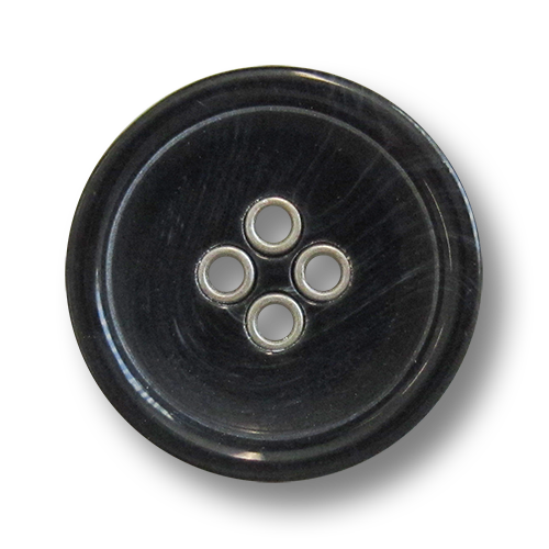 www.knopfparadies.de - 5981ss - Schwarze Kunststoffknöpfe mit silberfarbenen Knopflöchern