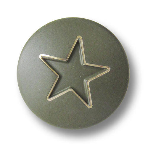 www.Knopfparadies.de - 3270gg - Moderne Motivknöpfe aus Metall mit Stern in Grün & Gold