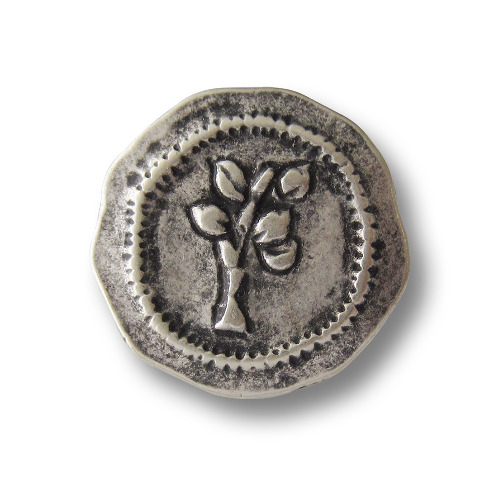 Metallknopf mit stilisiertem Baum