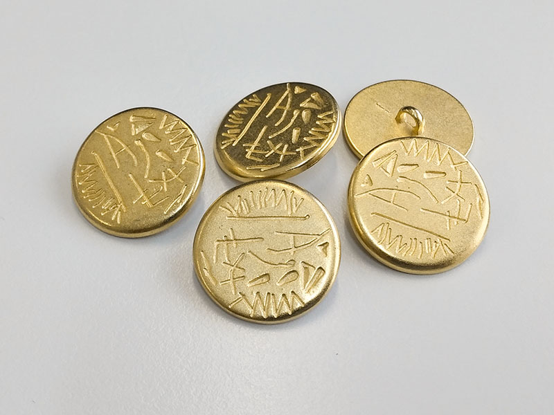 www.knopfparadies.de - 6103go - Matt goldfarbene Metallknöpfe - günstigere B-WARE