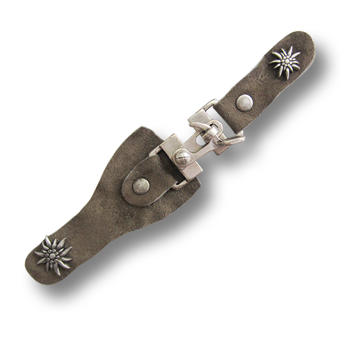 www.knopfparadies.de - 1686tr - Edle Trachtenverschlüsse aus Hirschleder mit Edelweiß