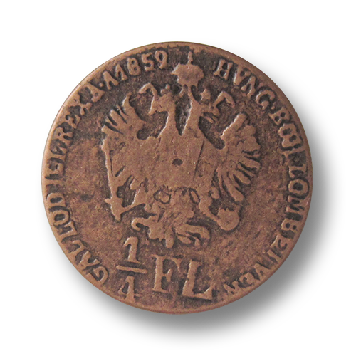 www.knopfparadies.de - cu - Historische Münzknöpfe: Österreichische 1/4 Florin mit Doppelkopfadler