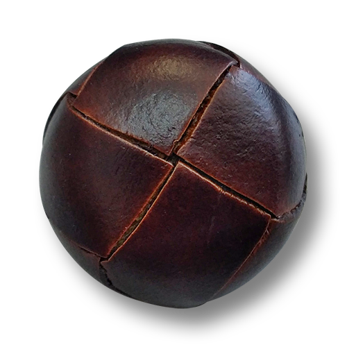 www.knopfparadies.de - 6422rb - Dunkel rotbraune Lederknöpfe mit Flechtmuster