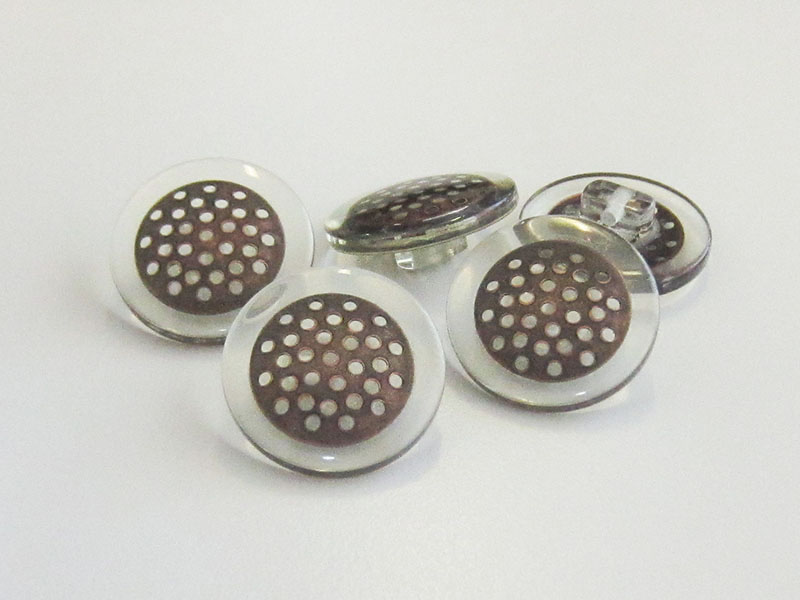 www.Knopfparadies.de - 3155bt - Originelle Ösenknöpfe aus Kunststoff & Metall in Transparent & Kupfer