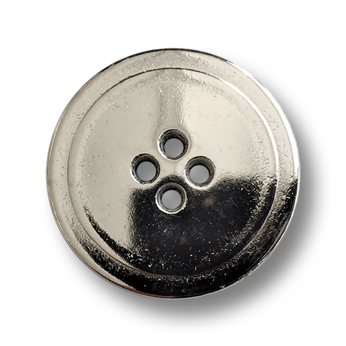 www.knopfparadies.de - 4407si - Flache, matt silberfarbene Metallknöpfe mit vier Löchern