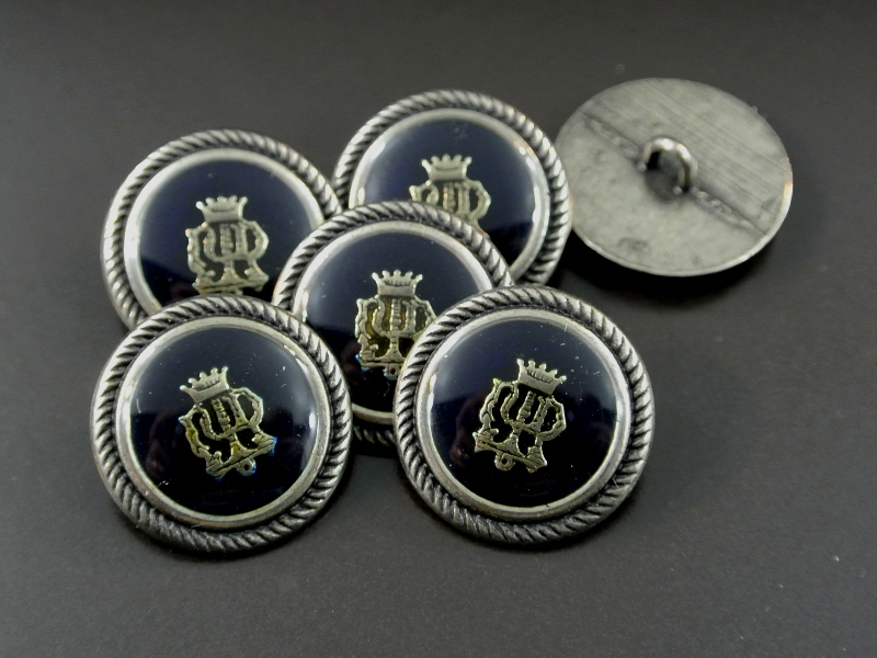 Edle Blazerknöpfe aus Metall mit Wappen und Krone in silber-schwarz