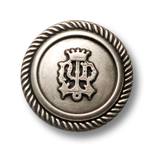 Edle Metallknöpfe mit Wappen und Krone in altsilberfarben