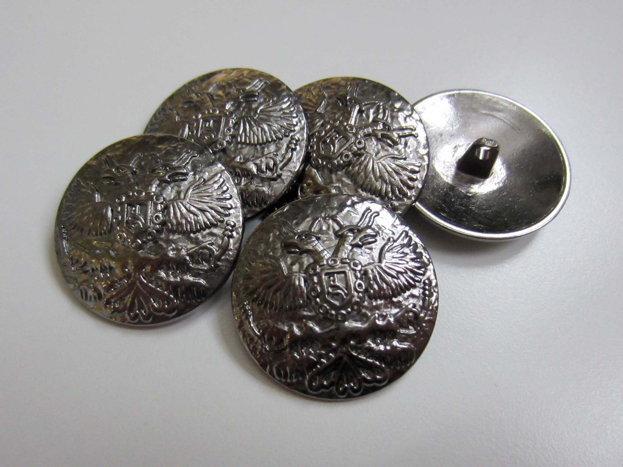 Imposanter Wappen Metall Knopf mit Doppelkopf Adler