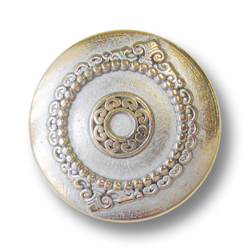 www.Knopfparadies.de - 5944bi - Historisch wirkende Ornamentknöpfe aus Metall in Bicoloroptik