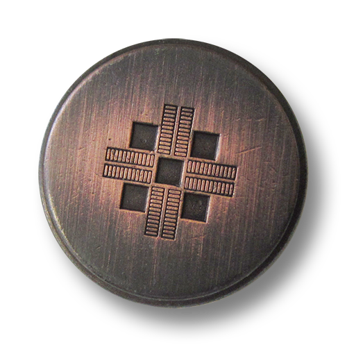 www.Knopfparadies.de - 3075ku - Gebürstete Metallknöpfe mit Kreuz in Bicolor mit kleinen Mängeln