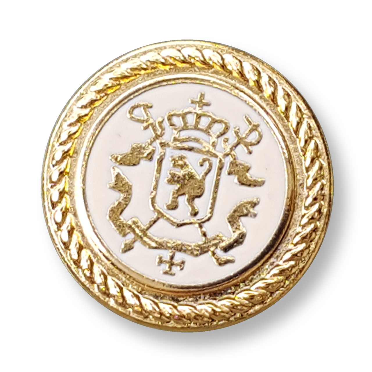 Vornehmer naturweiß goldfarbener Wappen Metall Knopf