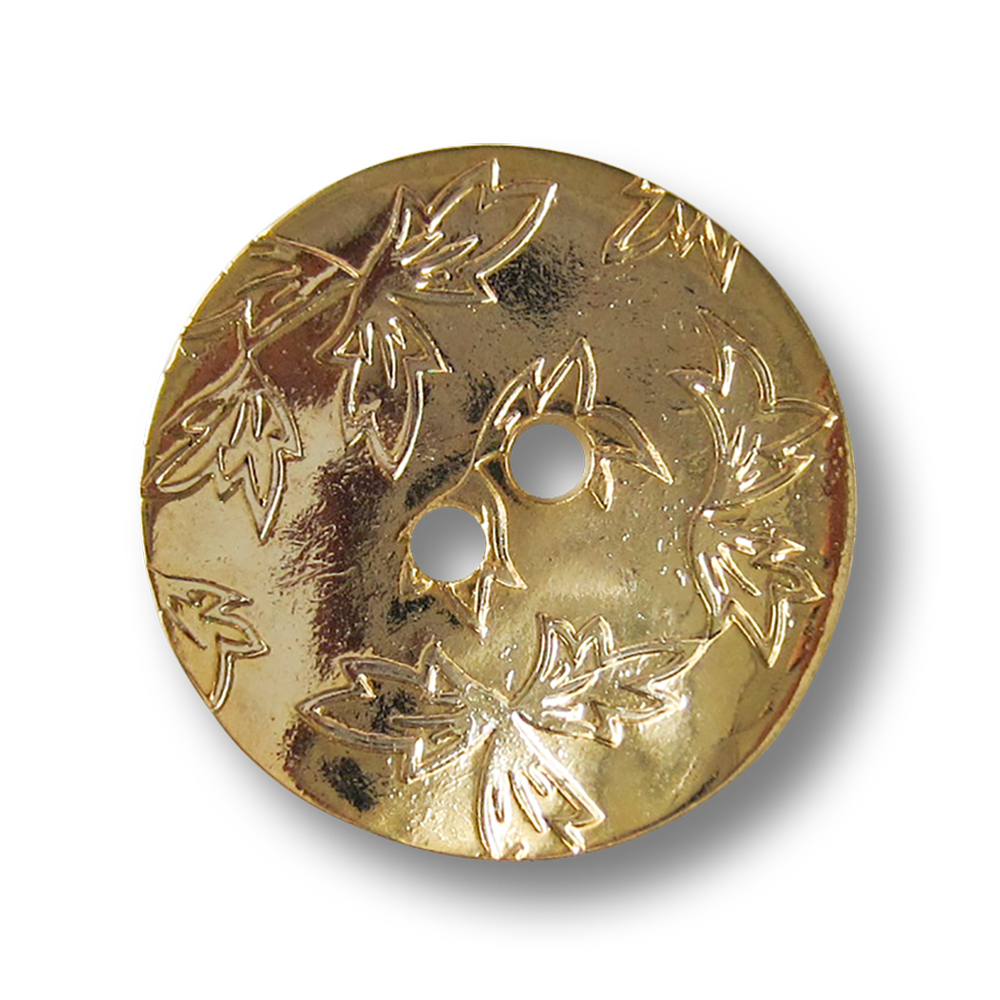Gebogener Zweiloch Metall Knopf mit Blätter Motiv