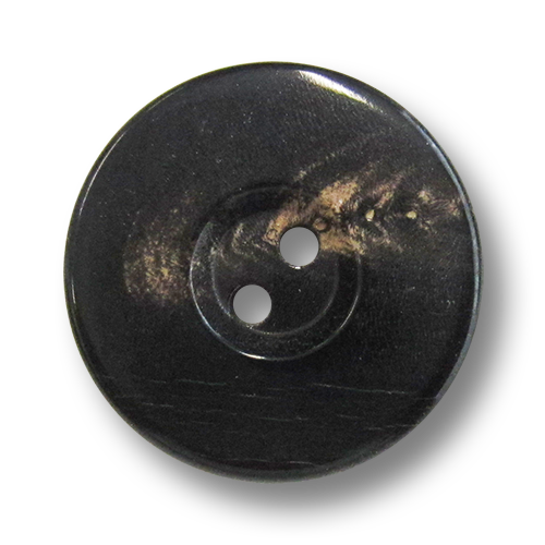 www.knopfparadies.de - 5978ss - Elegante Büffelhornknöpfe mit zwei Löchern und breitem Rand