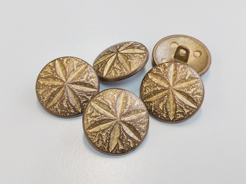 www.knopfparadies.de - 4554gk - Kupfer- und goldfarbene Metallknöpfe mit Sternmotiv