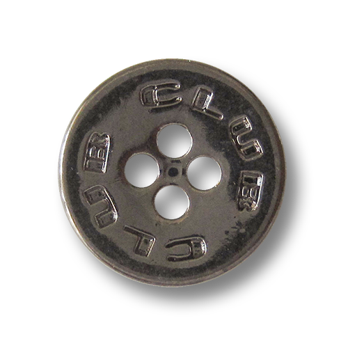 www.Knopfparadies.de - 3088ch - Sportliche chromfarbene Vierloch Metallknöpfe "CLUB"