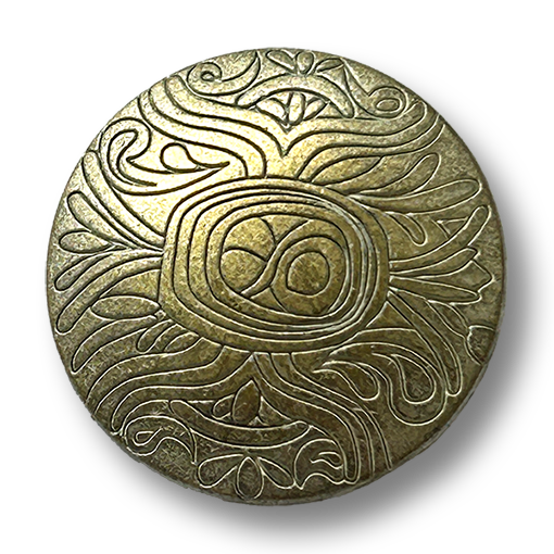 Metallknöpfe in ungewöhnlicher Messing-Silber-Färbung mit feinem Ornament