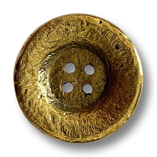 Kunststoffknopf Gold in Metall-Optik gehämmerte Oberfläche vertieft 4 Loch