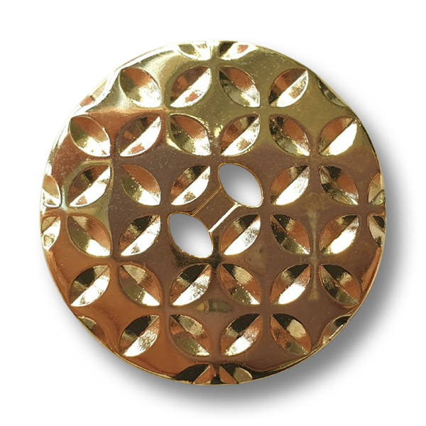 www.knopfparadies.de - 5593go - Metallknöpfe in Gold mit geometrischer Prägung