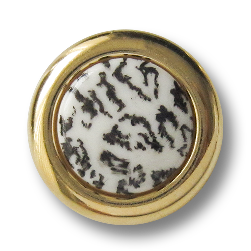 www.knopfparadies.de - 2505go - Kunststoffknöpfe mit Animal Print und goldfarbenem Rand
