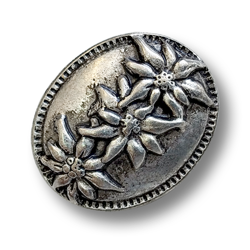 www.knopfparadies.de - 4699as - Schwere, altsilberfarbene Trachtenknöpfe mit Edelweiß