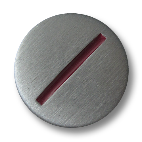 www.Knopfparadies.de - 5328dr - Moderne Metallknöpfe mit dunkelrotem Strich
