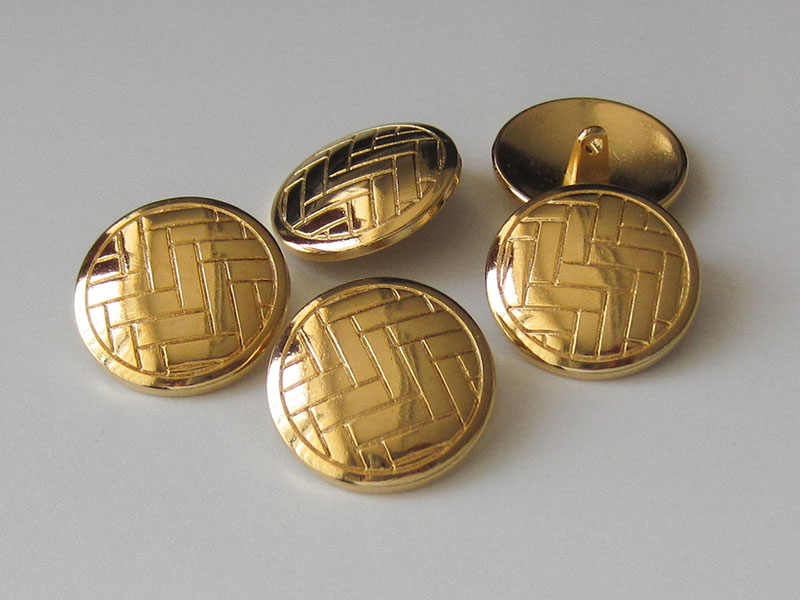 www.Knopfparadies.de - 4184go - Goldene Metallknöpfe mit Web Muster