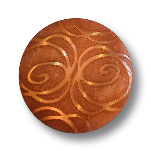 www.knopfparadies.de - 4693br - Orange-Braun eingefärbte Kunststoffknöpfe mit Muster