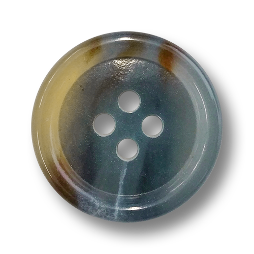 www.knopfparadies.de - 5508gb - Blau-braune Kunststoffknöpfe mit vier Löchern